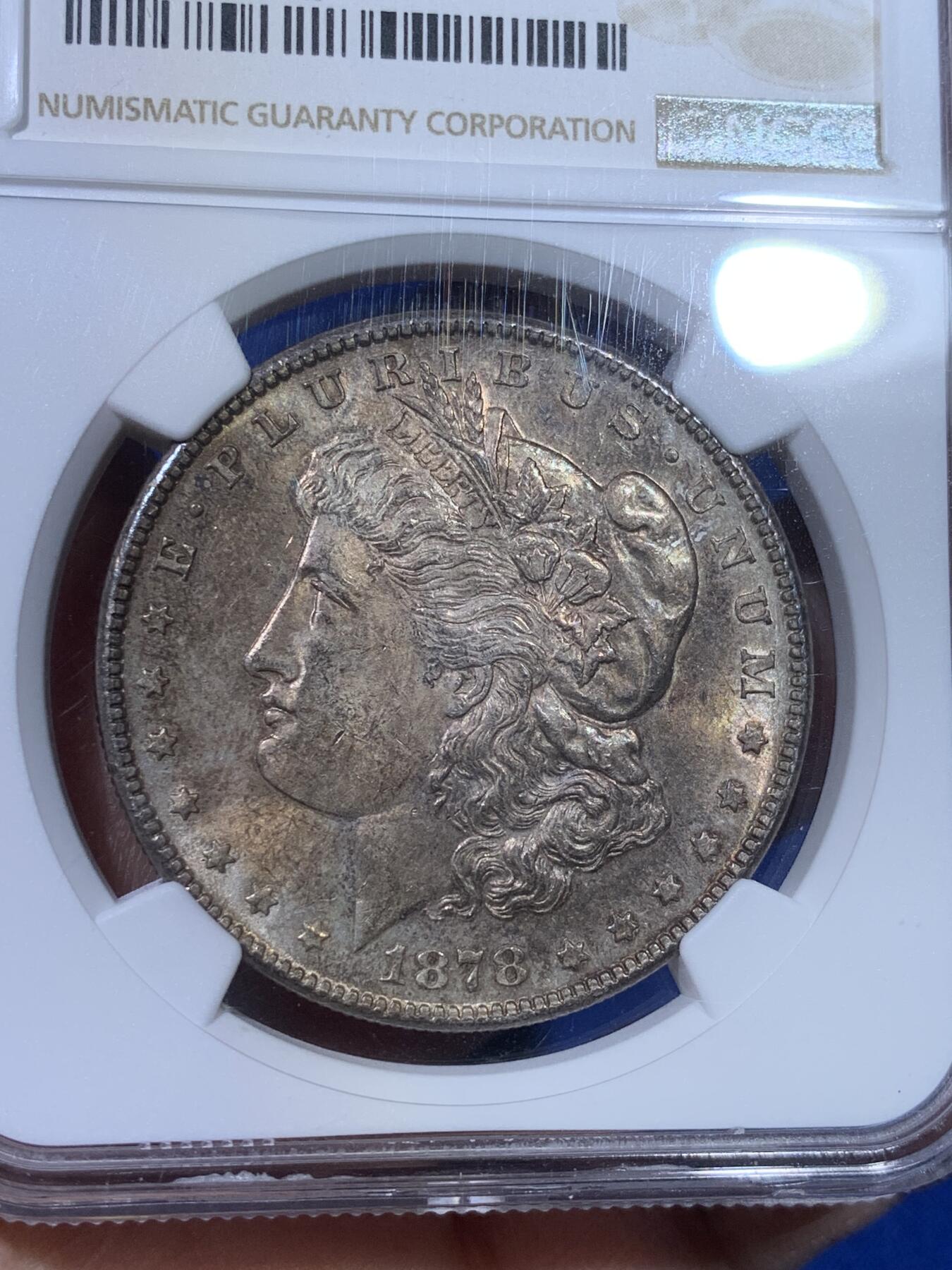 《竞宝斋》第269场- 周日，周一，周二  3场连拍 （全场包邮） NGC MS63 美国1878年摩根1美元大银币 摩根首年 通体栗色 深彩包浆 状态极佳