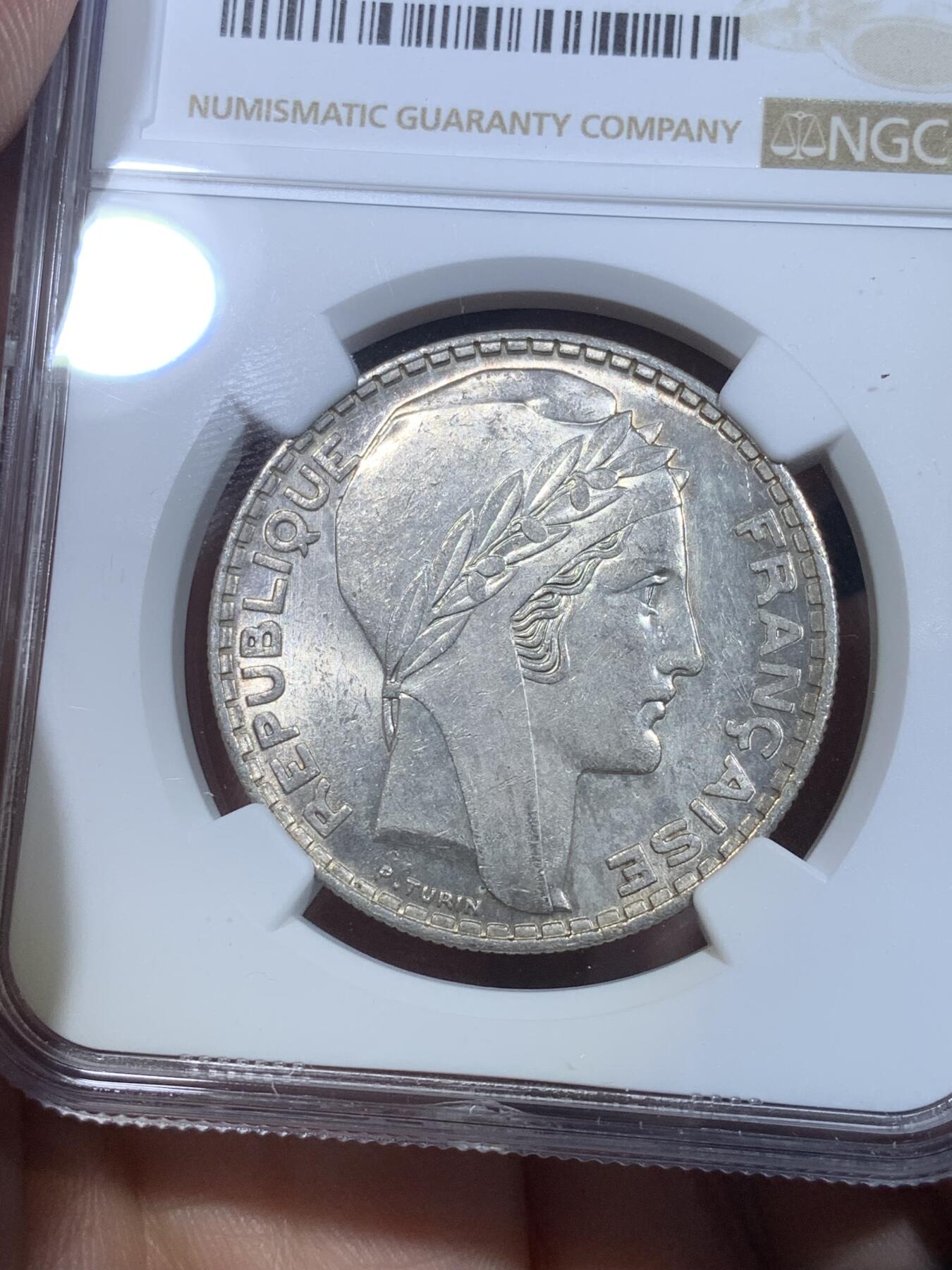 《竞宝斋》第269场- 周日，周一，周二  3场连拍 （全场包邮） NGC MS62 法国1938年谷物女神20法郎银币