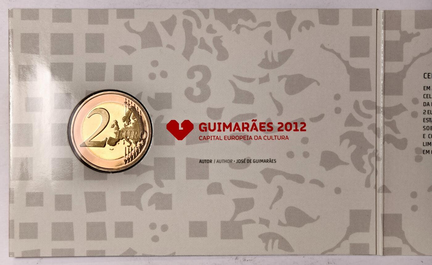 紫瑗钱币——第352期拍卖 葡萄牙 2012年 欧洲文化之都—吉马良斯 2欧元 双色纪念币 精制 卡装