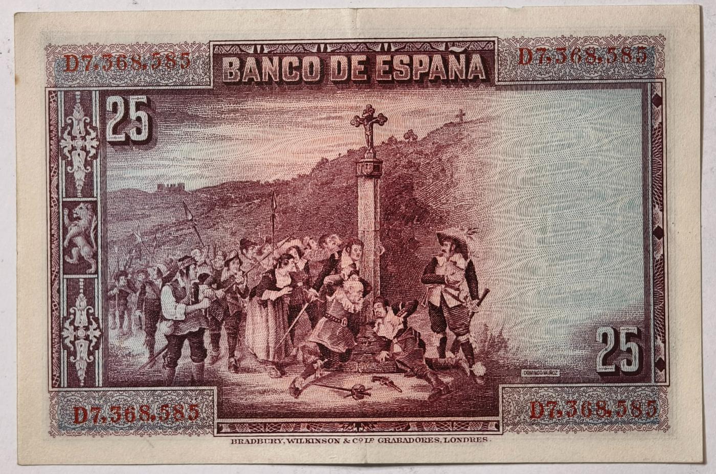 紫瑗钱币——第351期拍卖——纸币场 西班牙 1928年 卡尔德隆 25比塞塔 AU