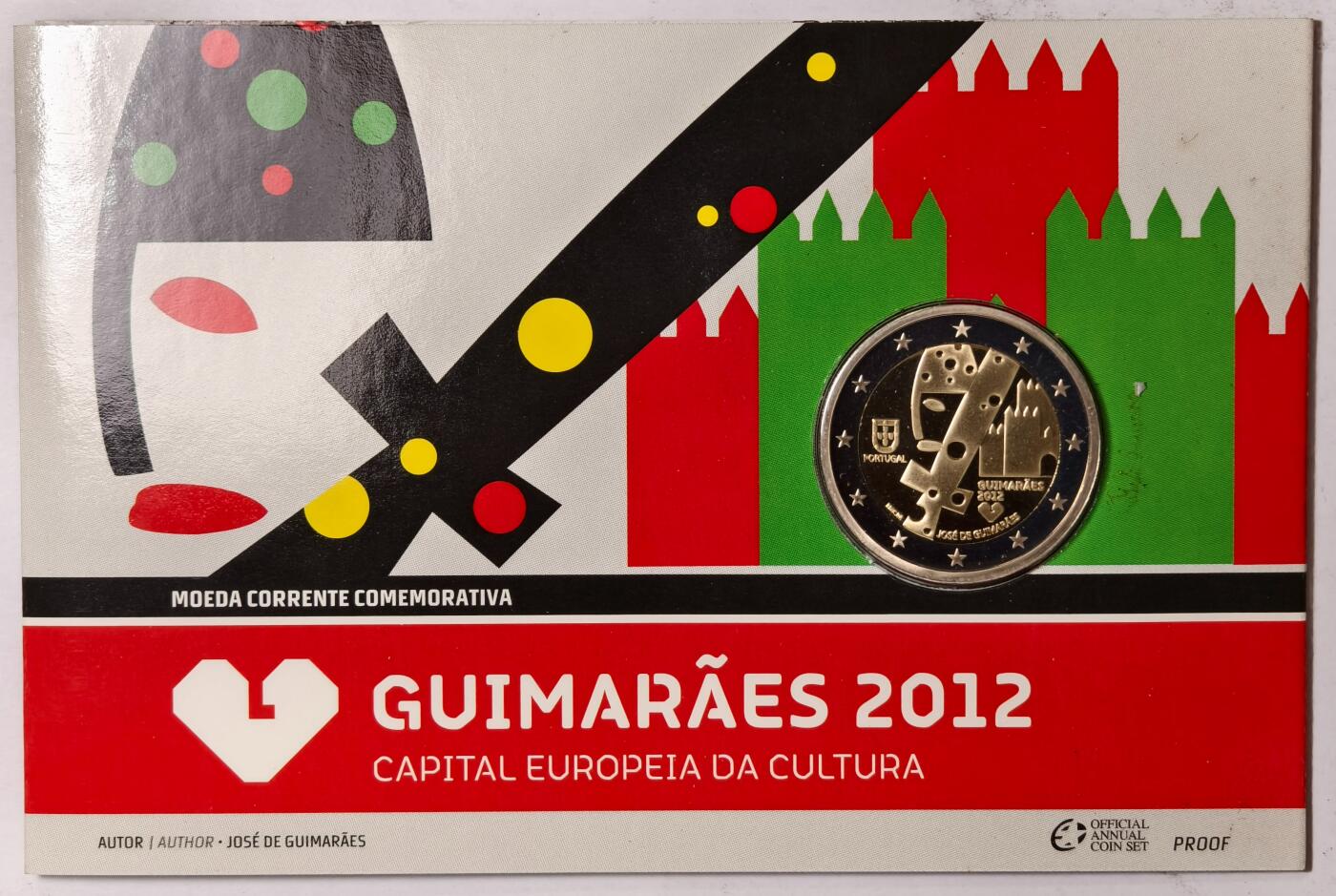 紫瑗钱币——第352期拍卖 葡萄牙 2012年 欧洲文化之都—吉马良斯 2欧元 双色纪念币 精制 卡装