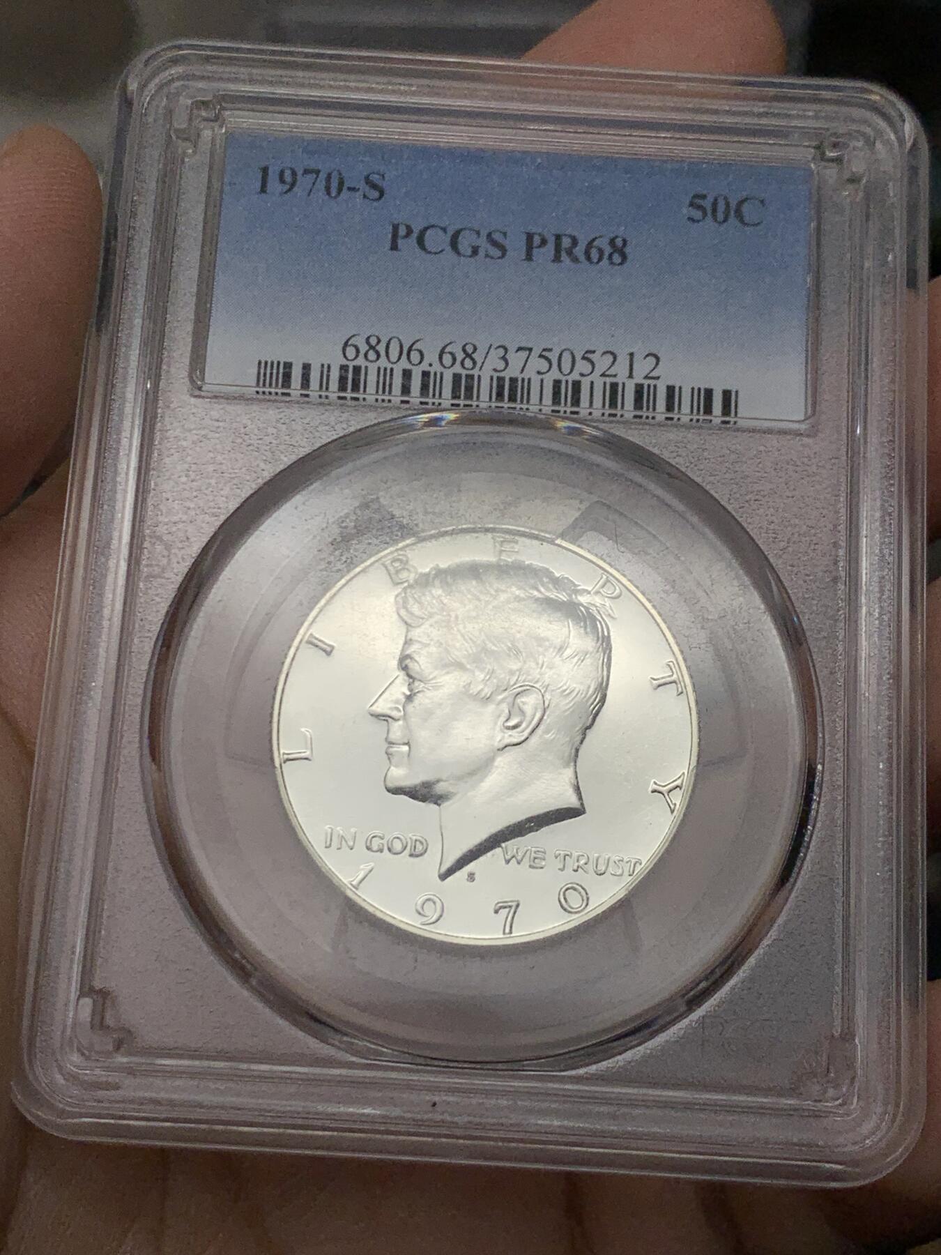 《竞宝斋》第269场- 周日，周一，周二  3场连拍 （全场包邮） PCGS PR68 美国1970年S版肯尼迪像半美元银币