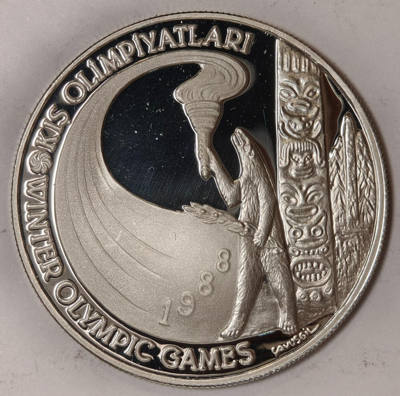 紫瑗钱币——第352期拍卖 土耳其 1988年 卡尔加里冬奥会 10000里拉 23.33克 0.925银 精制