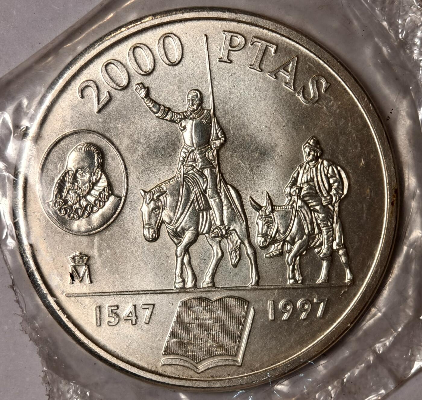 紫瑗钱币——第352期拍卖 西班牙 1997年 堂·吉诃德250周年 2000比塞塔 18克 0.925银 UNC 原封