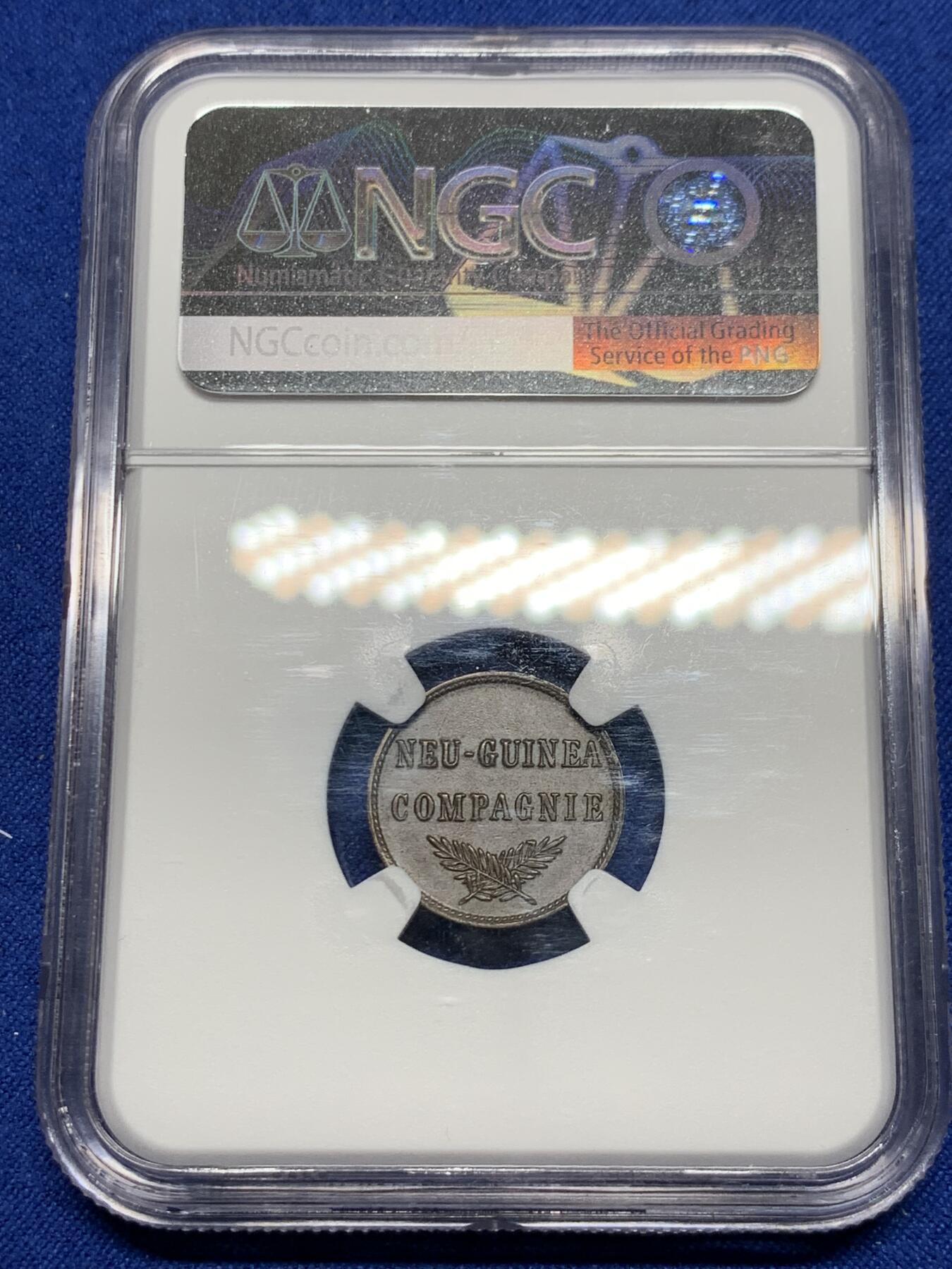 《竞宝斋》第269场- 周日，周一，周二  3场连拍 （全场包邮） NGC MS63 BN 德占新几内亚 1894 1芬尼铜币 独年高分 名誉品天堂鸟配套辅币 最近裸币成交价 157美元