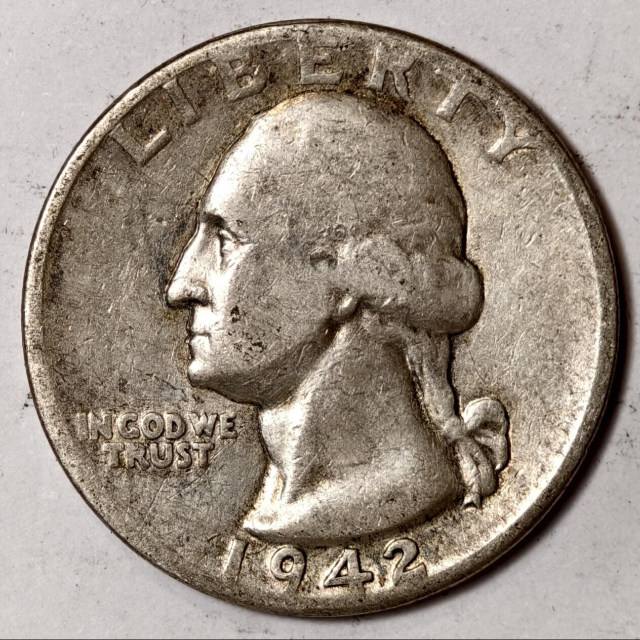紫瑗钱币——第352期拍卖 美国 1942年 华盛顿 25美分 6.25克 0.9银