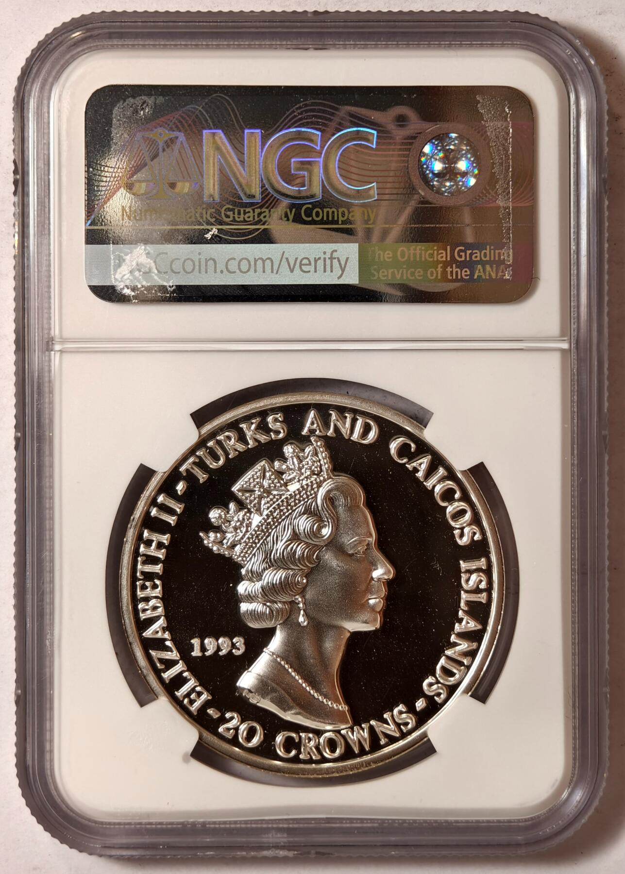 紫瑗钱币——第352期拍卖 特克斯与凯恩斯 1993年 美国世界杯 20克朗 银币 NGC PR69 UC