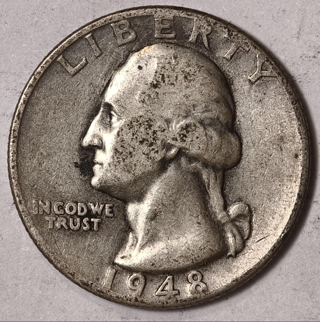 紫瑗钱币——第352期拍卖 美国 1948年 华盛顿 25美分 6.25克 0.9银