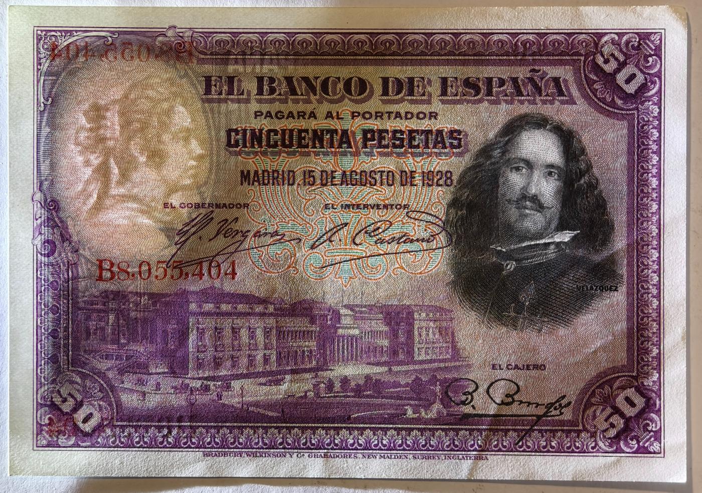 紫瑗钱币——第351期拍卖——纸币场 西班牙 1928年 油画《布雷达的献城》50比塞塔 UNC-