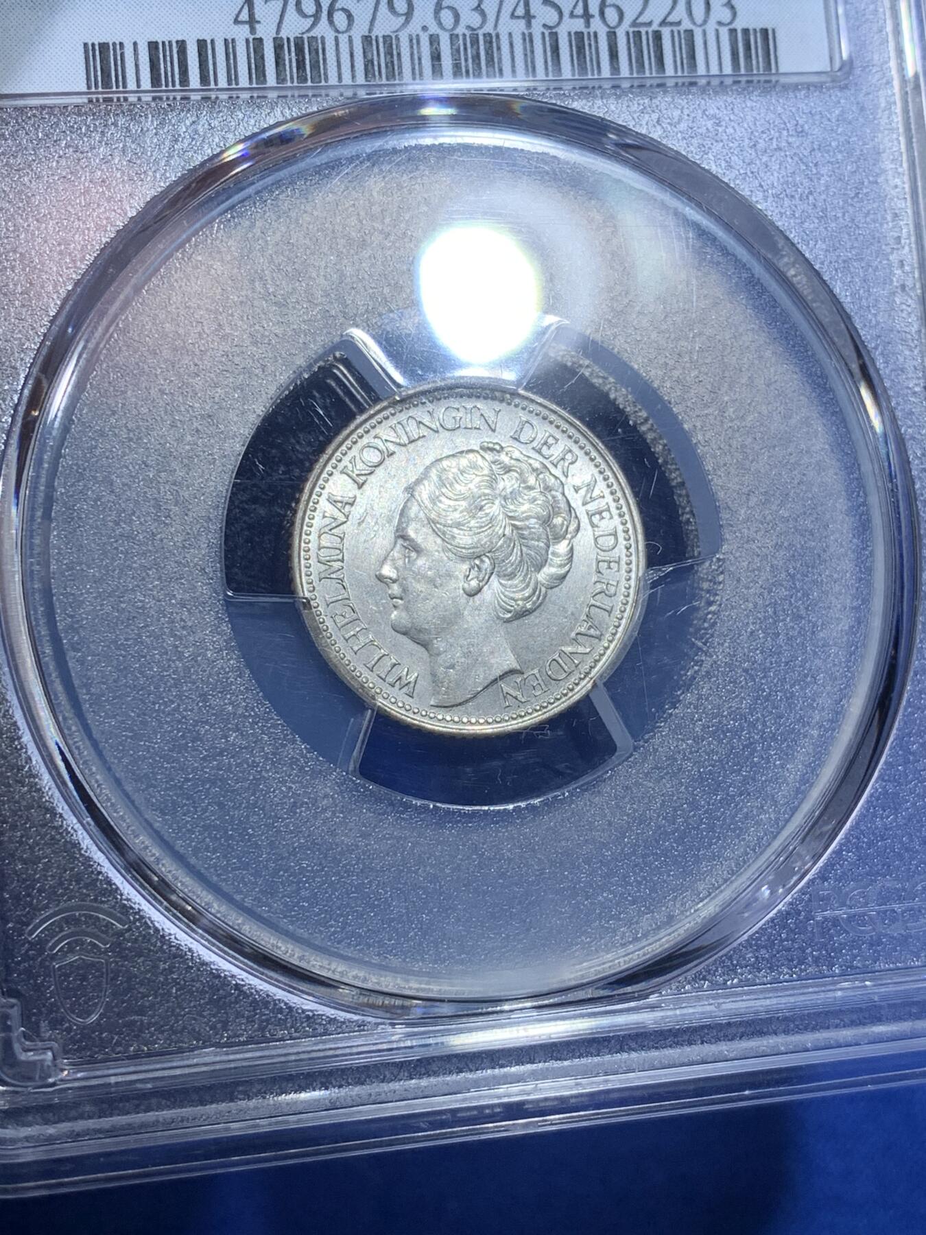 《竞宝斋》第269场- 周日，周一，周二  3场连拍 （全场包邮） PCGS MS63 1941年荷兰威廉明娜25分银币
