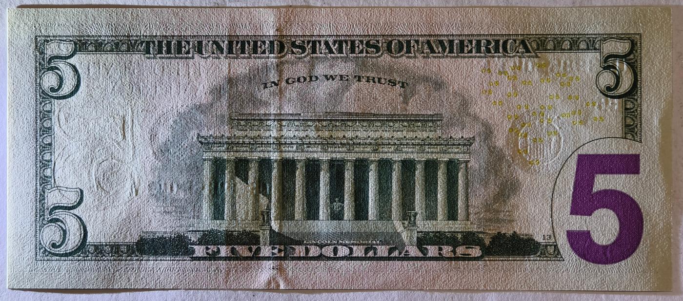 紫瑗钱币——第351期拍卖——纸币场 美国 2021年 E版 无序列 亚伯拉罕·林肯 5美元 彩色版 UNC