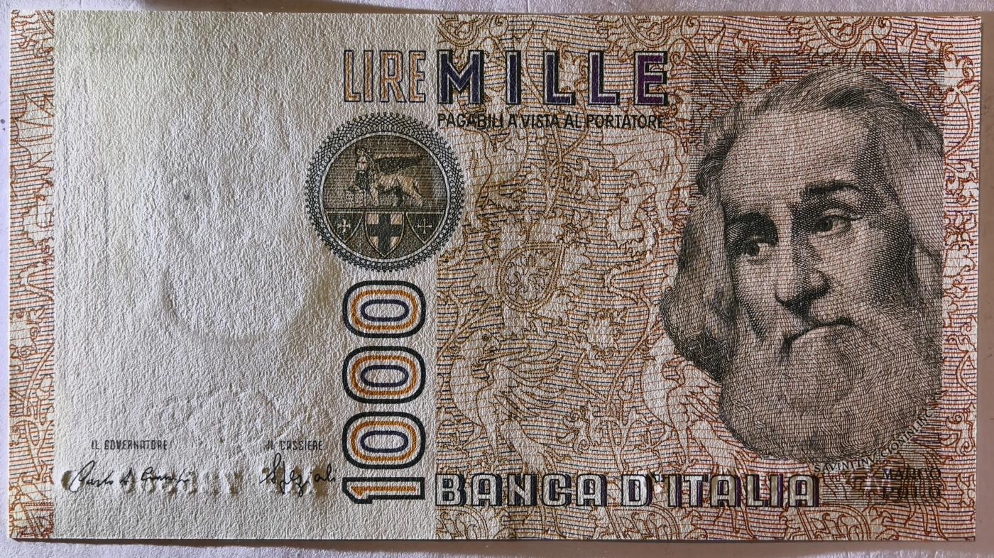 紫瑗钱币——第351期拍卖——纸币场 意大利 1982年 达·芬奇 1000里拉 UNC 