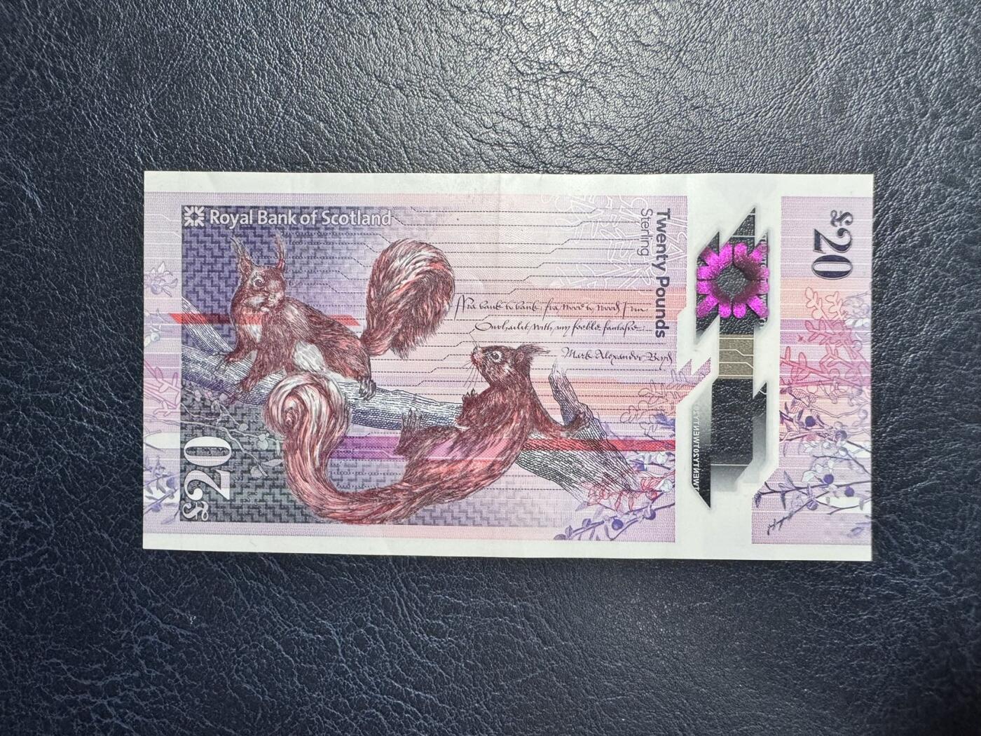 收藏联盟Quantum Auction 第347期拍卖  苏格兰皇家银行2019年20镑 非全新 品相如图 女企业家凯特.克兰斯顿