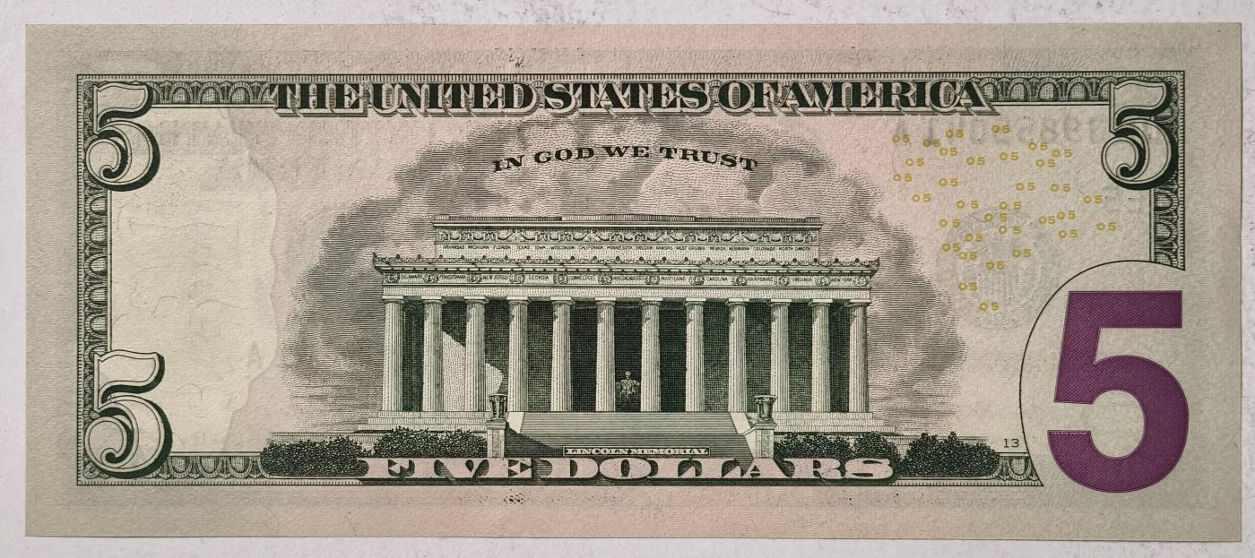 紫瑗钱币——第351期拍卖——纸币场 美国 2021年 E版 无序列 亚伯拉罕·林肯 5美元 彩色版 UNC