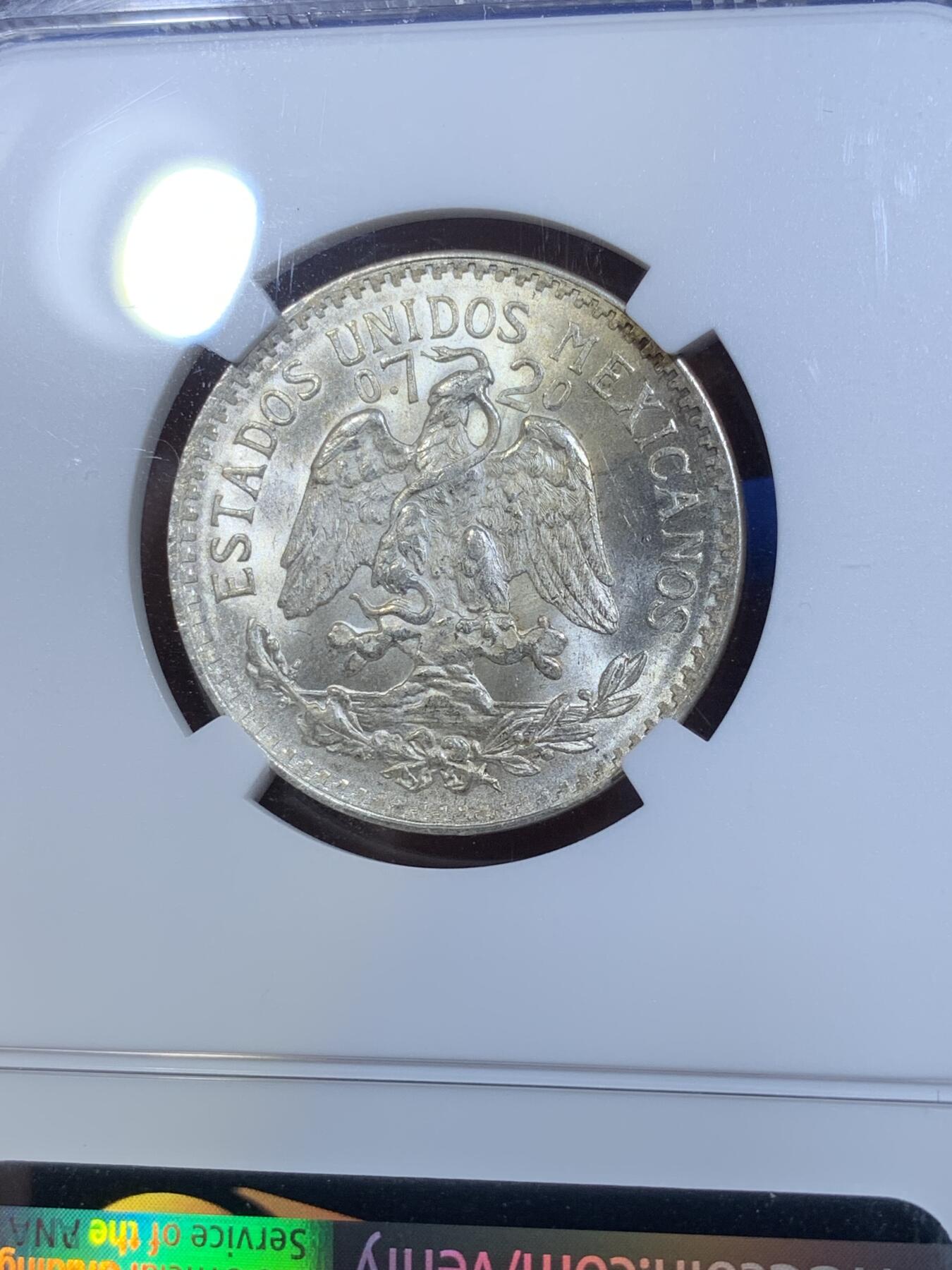 《竞宝斋》第269场- 周日，周一，周二  3场连拍 （全场包邮） NGC MS65 墨西哥 1944年 50分 银币