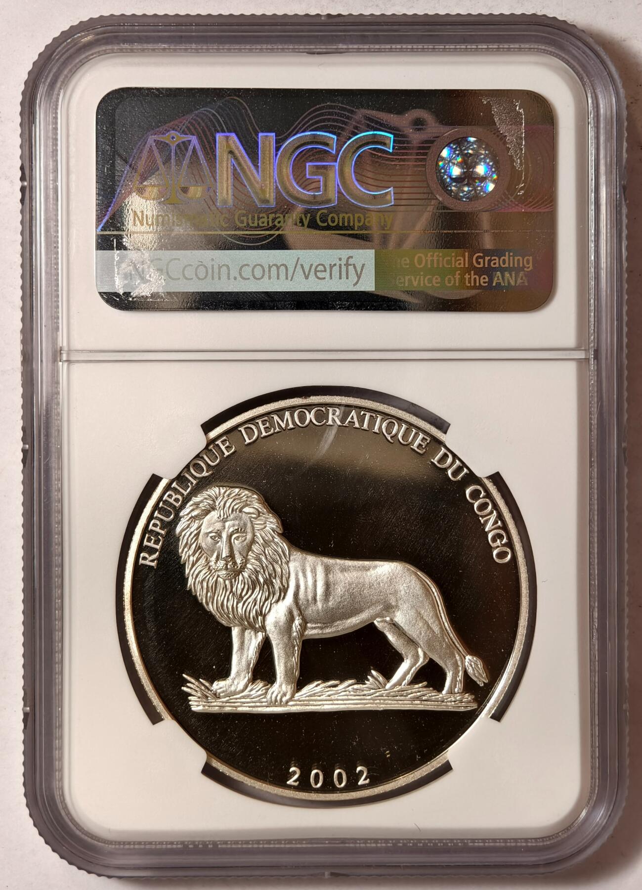 紫瑗钱币——第352期拍卖 刚果民主共和国 2002年 日韩世界杯 巴西队 10法郎 银币 NGC PR69 UC