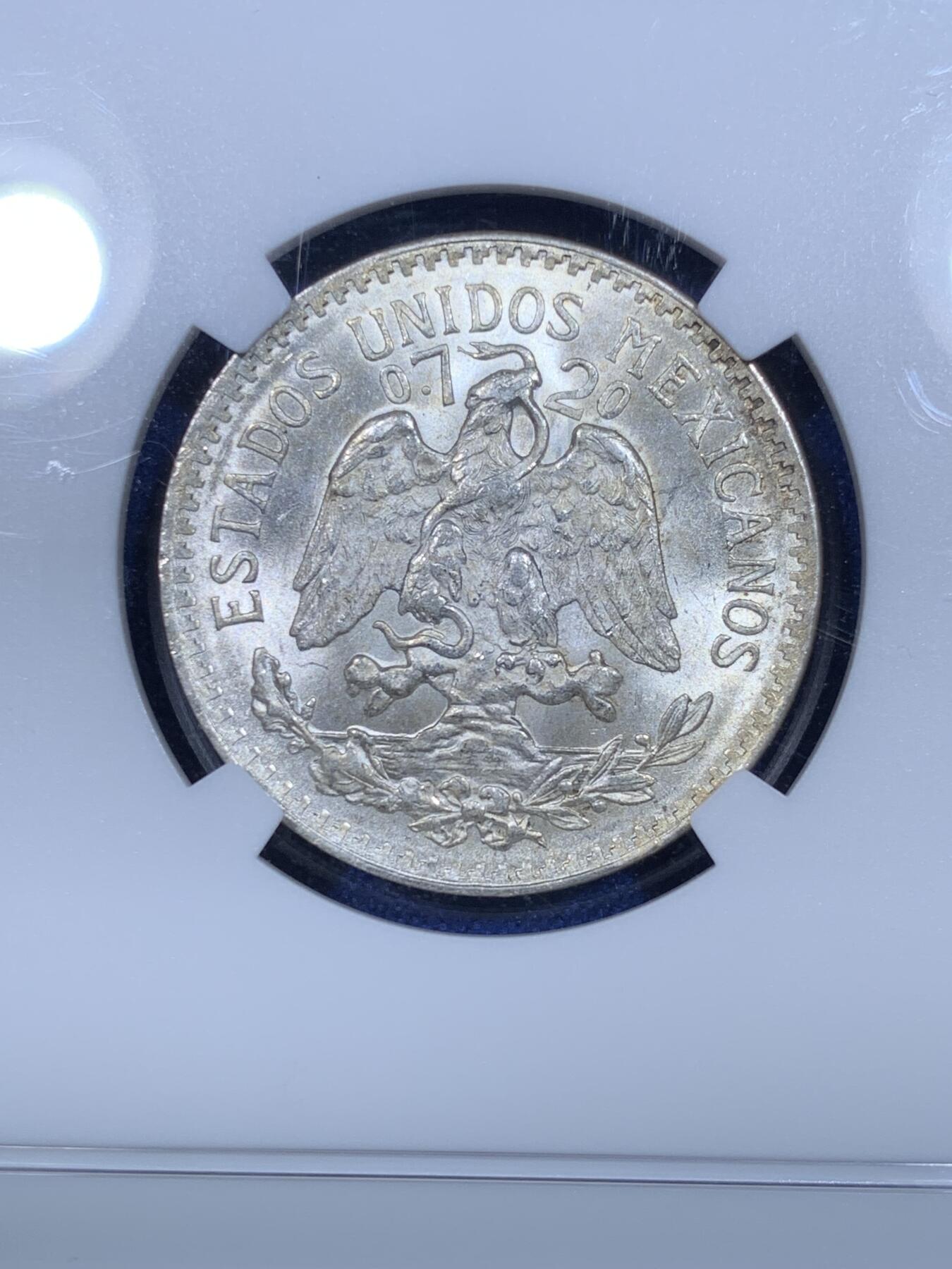 《竞宝斋》第269场- 周日，周一，周二  3场连拍 （全场包邮） NGC MS65 墨西哥 1944年 50分 银币