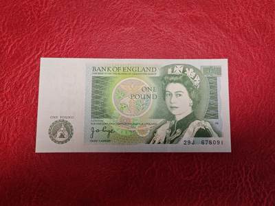 英国 D序 1镑纸币 首发首签1978-1980年 P-377a 无4 全新UNC - 英国 D序 1镑纸币 首发首签1978-1980年 P-377a 无4 全新UNC