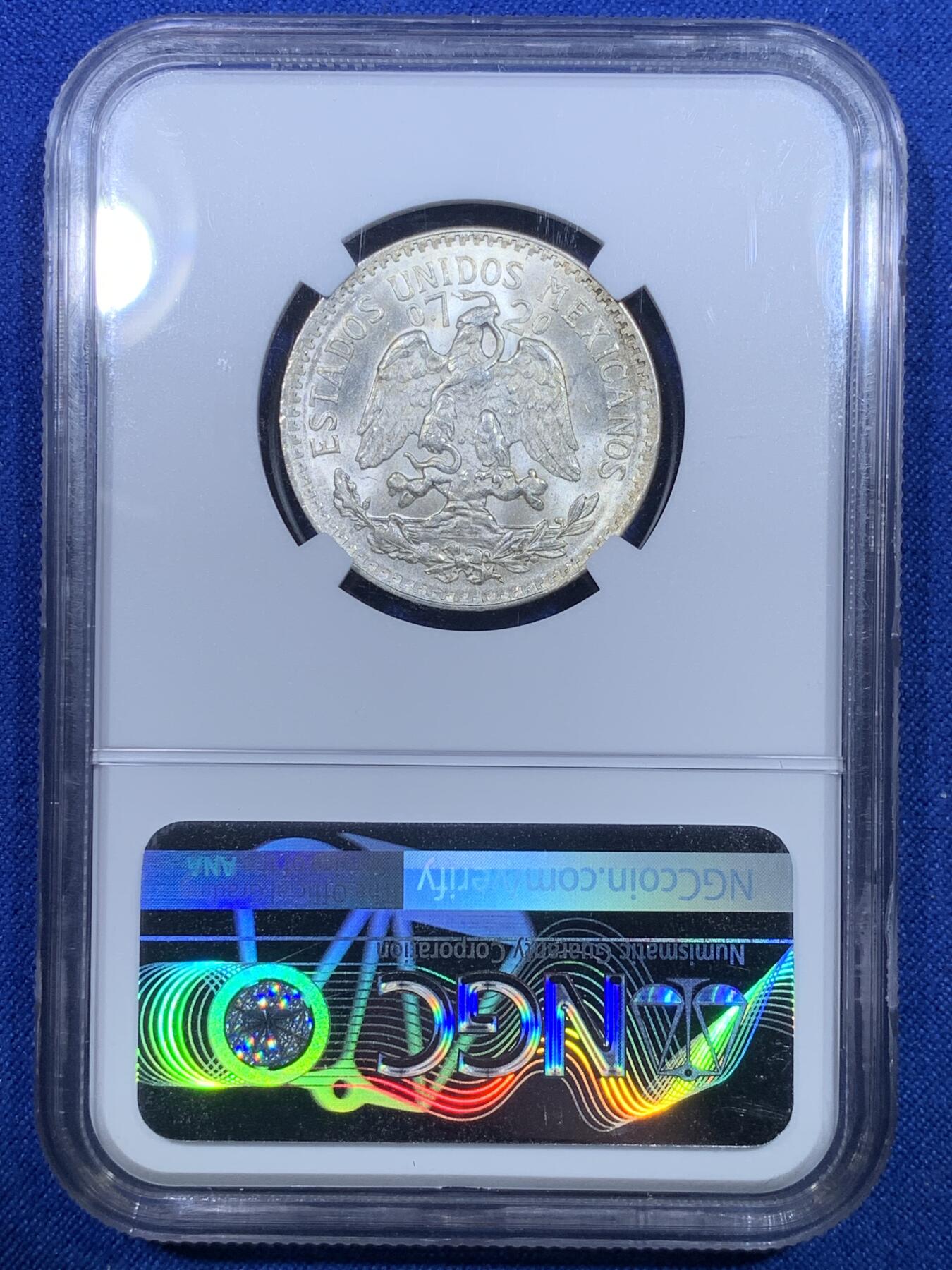 《竞宝斋》第269场- 周日，周一，周二  3场连拍 （全场包邮） NGC MS65 墨西哥 1944年 50分 银币