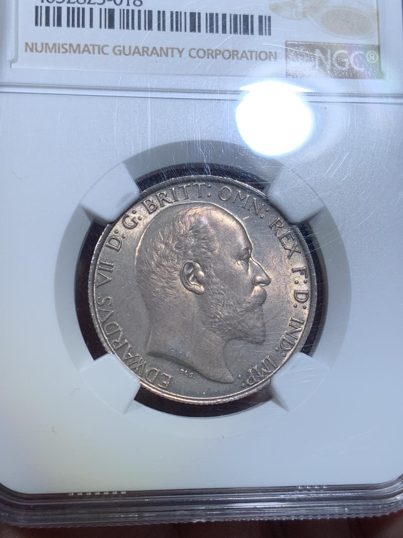 《竞宝斋》第269场- 周日，周一，周二  3场连拍 （全场包邮） NGC MS62 英国1902年爱德华七世海神1弗洛林银币