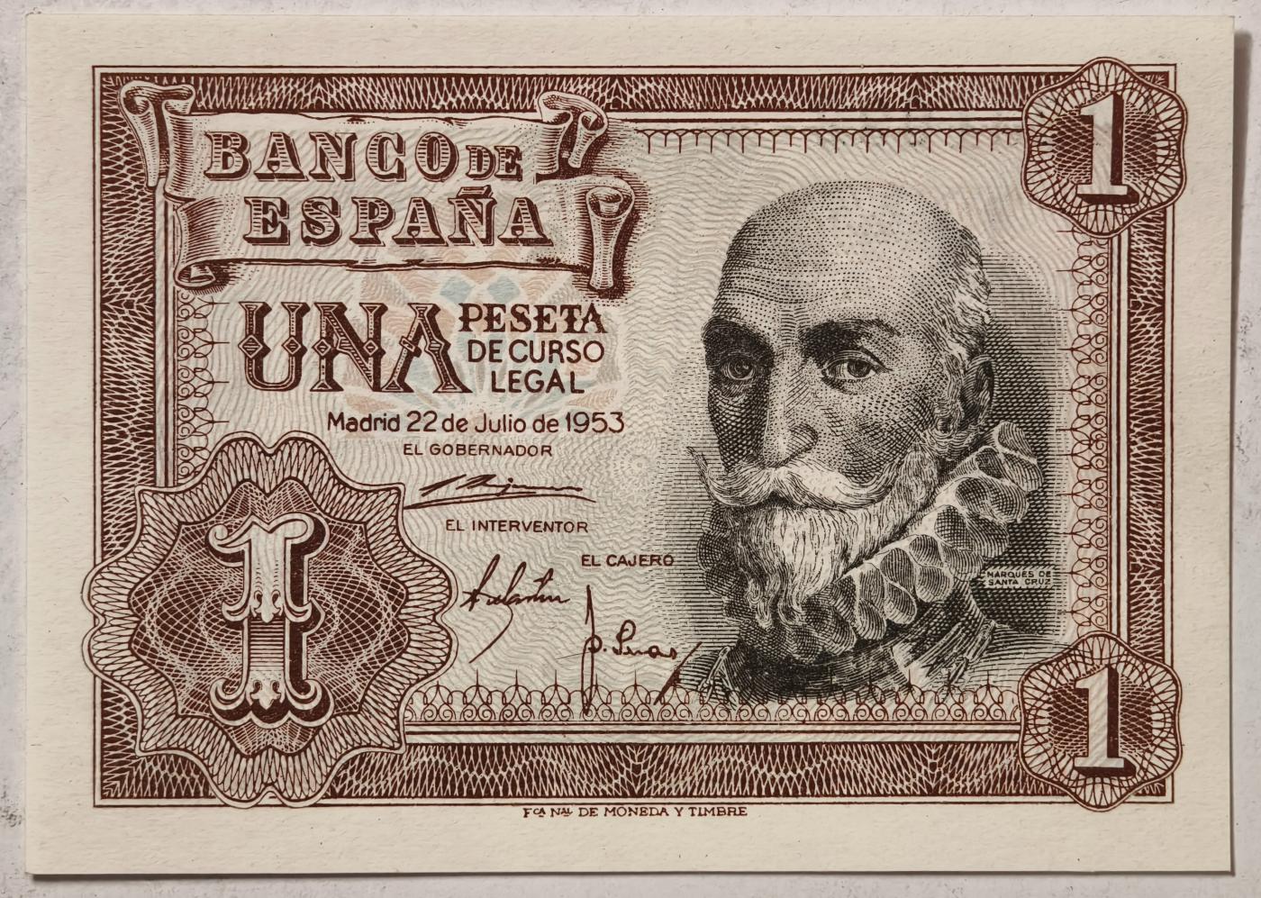 紫瑗钱币——第351期拍卖——纸币场 【A冠】西班牙 1953年 阿尔瓦罗 1比塞塔 UNC