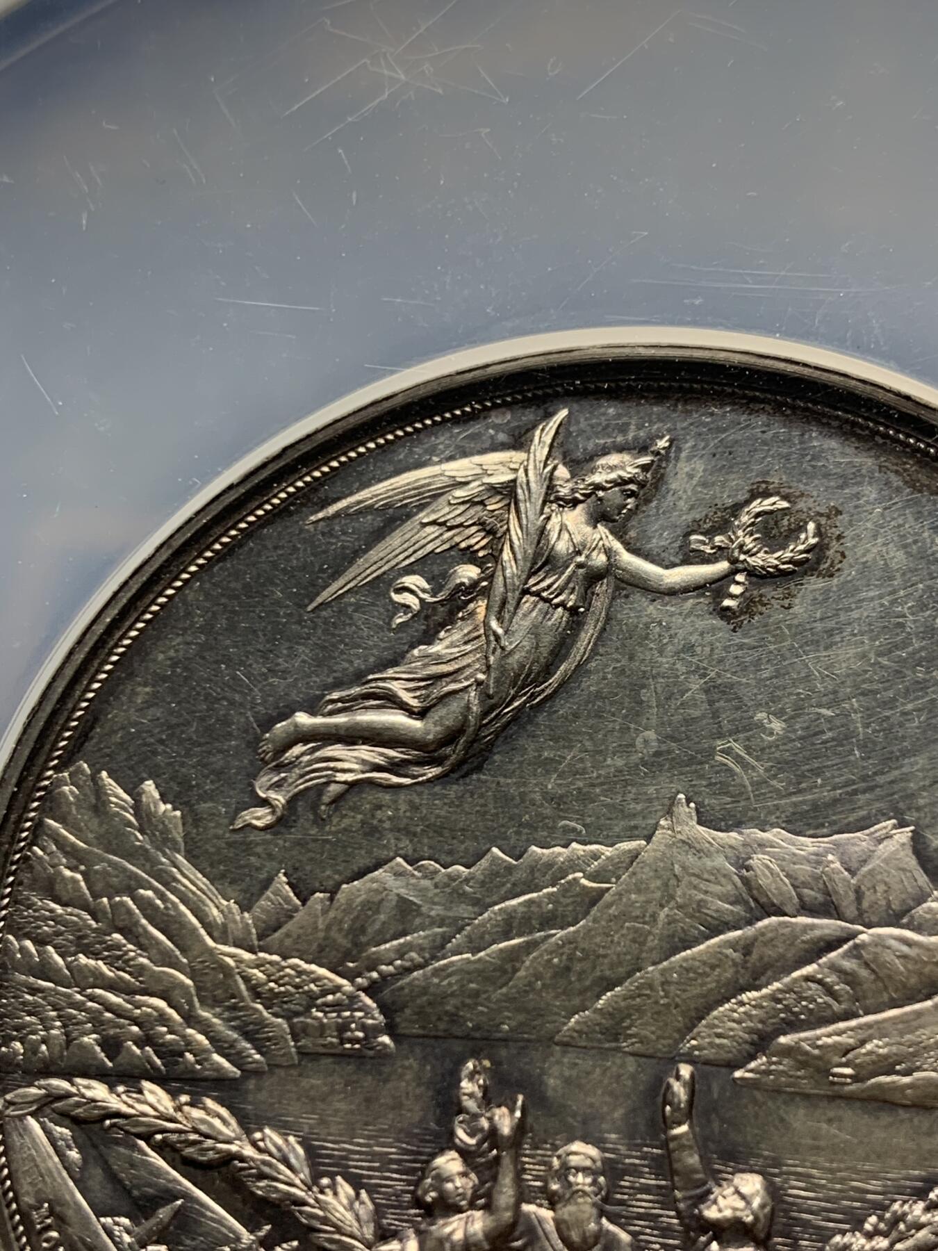 《竞宝斋》第269场- 周日，周一，周二  3场连拍 （全场包邮） NGC UNCD 1891年 瑞士联邦600周年纪念银章 镜面感强烈 背面设计极美 NGC加大盒