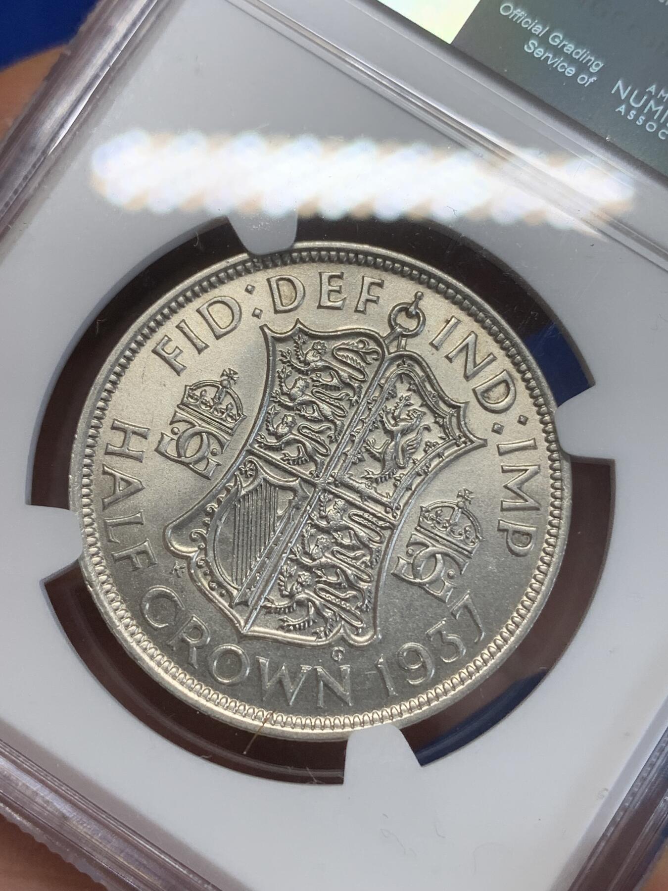 《竞宝斋》第270场- 周日，周一，周二  3场连拍 （全场包邮） NGC UNCD 英国1937年乔治六世半克朗银币