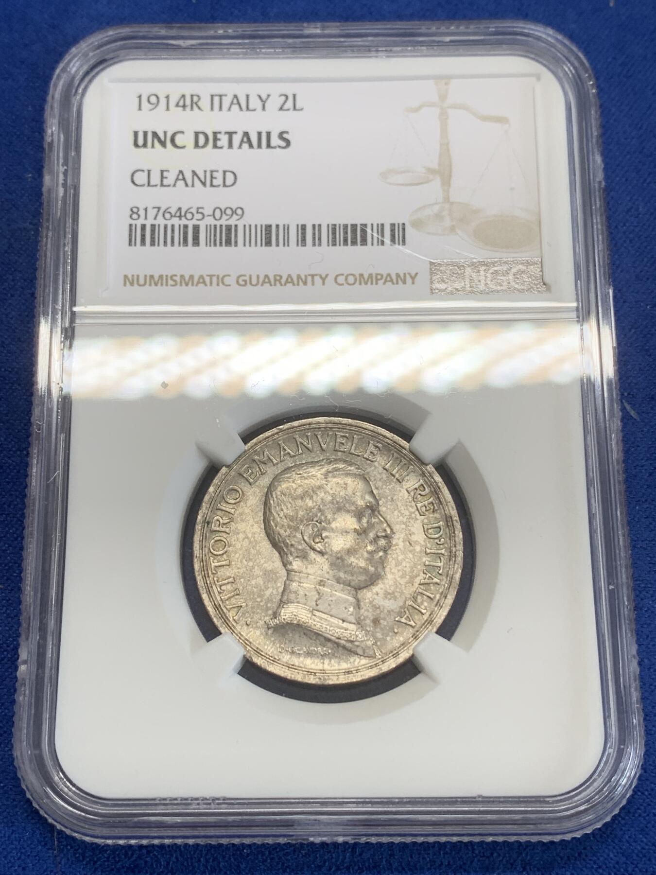 《竞宝斋》第270场- 周日，周一，周二  3场连拍 （全场包邮） NGC UNCD 意大利1914年马车2里拉银币