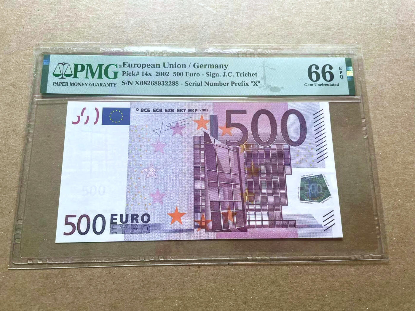 【Blue Auction】✨世界纸币精拍第479期【精】 【88尾无47】欧盟 2002年500欧元 二签 PMG66EPQ 