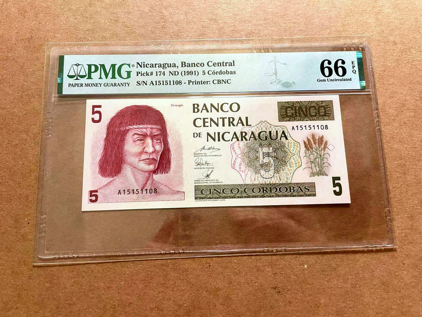 【Blue Auction】✨世界纸币精拍第479期【精】 【A冠无47】尼加拉瓜 1991年5科多巴 PMG66EPQ 