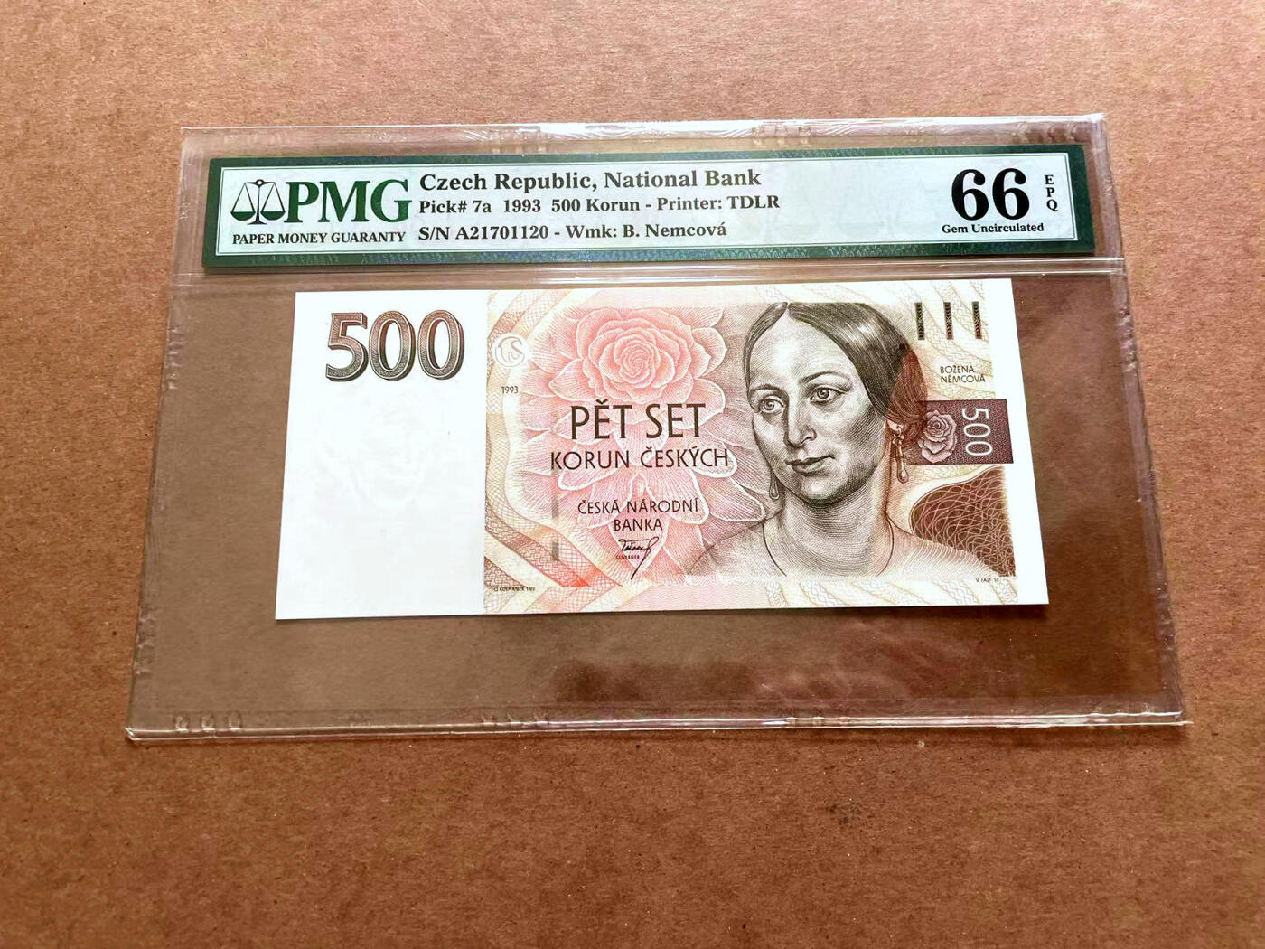 【Blue Auction】✨世界纸币精拍第479期【精】 【A冠】捷克 1993年500克朗 PMG66EPQ 