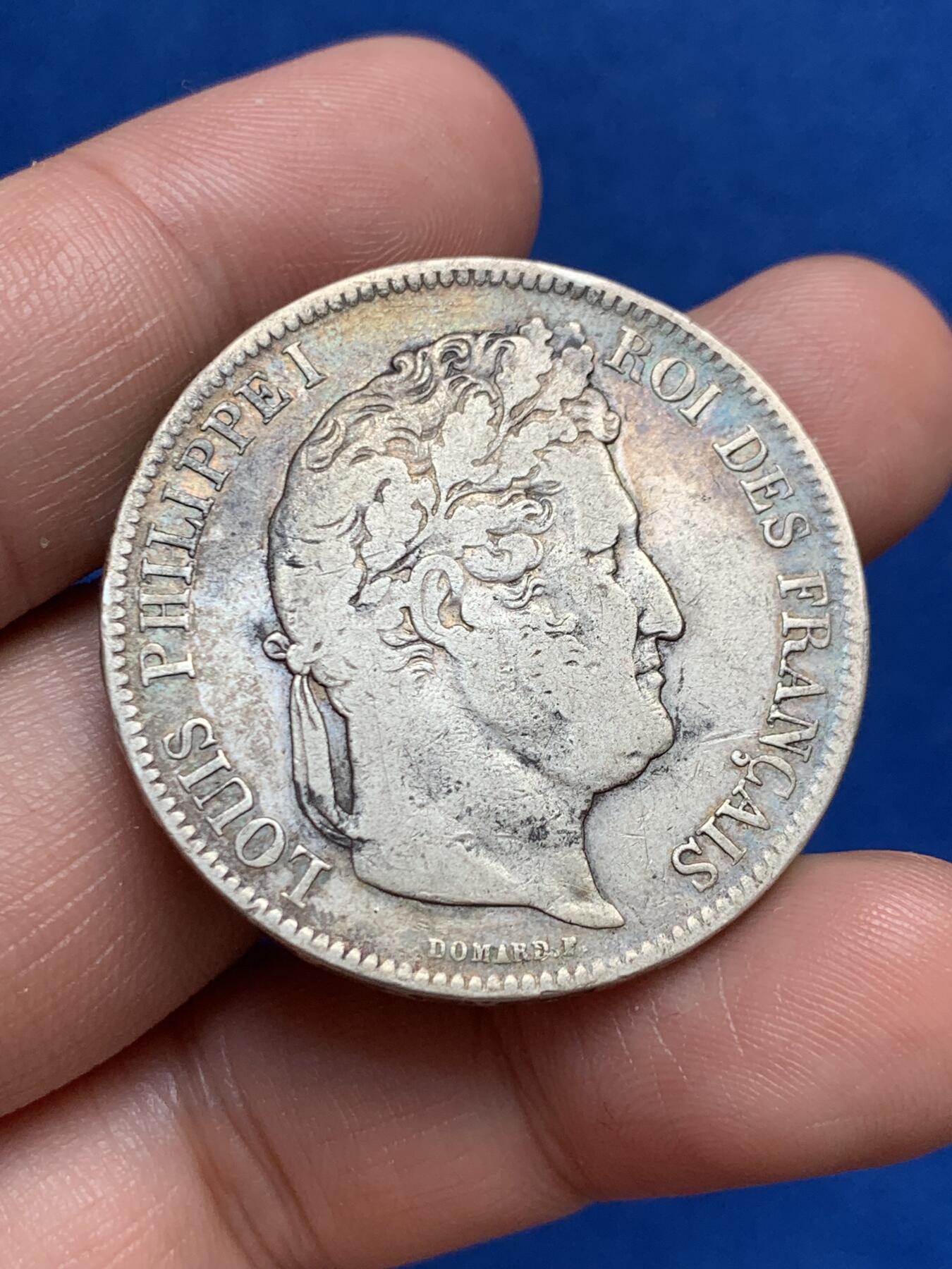 《竞宝斋》第270场- 周日，周一，周二  3场连拍 （全场包邮） 法国1841年菲利普5法郎银币