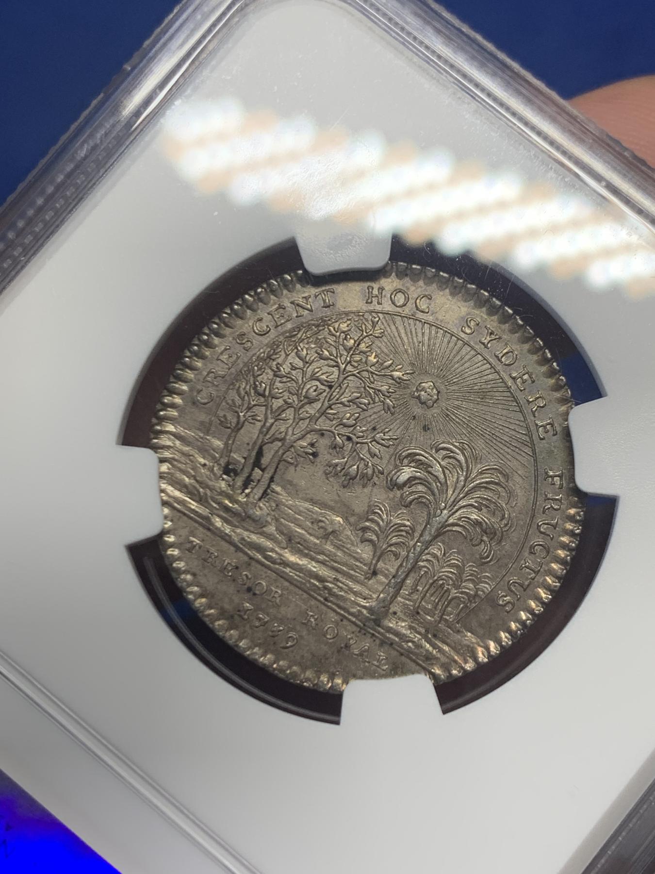 《竞宝斋》第271场-八角与章专场 周日，周一，周二  3场连拍 （全场包邮） NGC-UNCD 法国1739年路易十五皇家宝藏银质代币