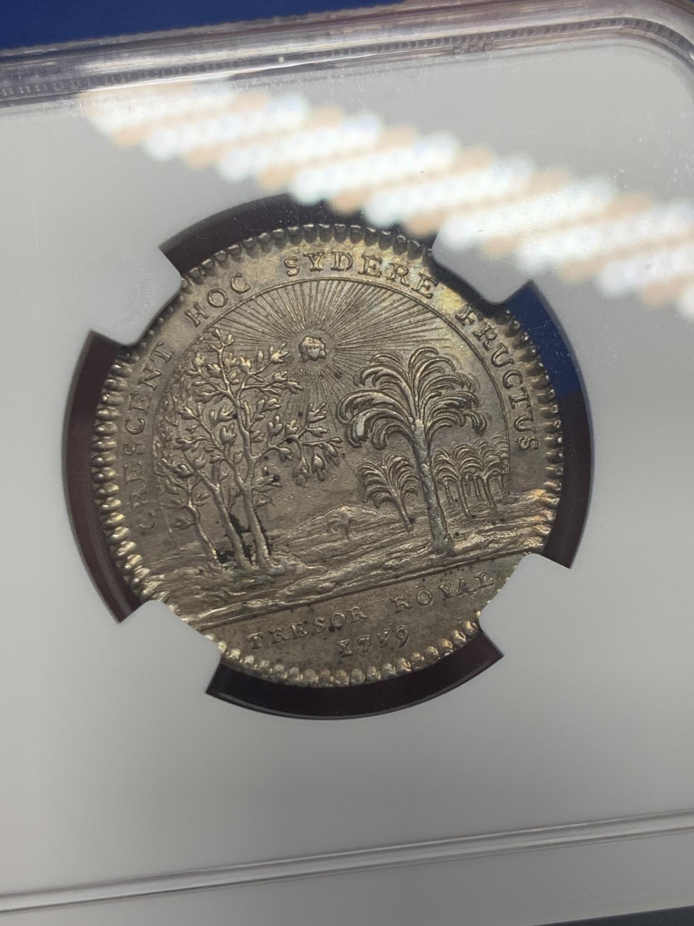 《竞宝斋》第271场-八角与章专场 周日，周一，周二  3场连拍 （全场包邮） NGC-UNCD 法国1739年路易十五皇家宝藏银质代币