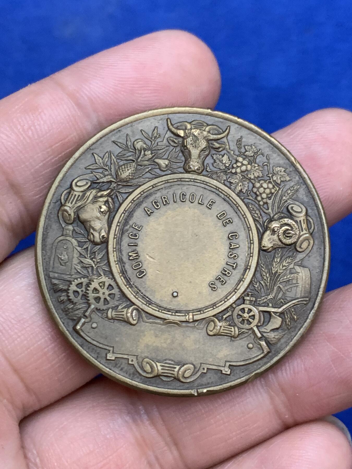 《竞宝斋》第271场-八角与章专场 周日，周一，周二  3场连拍 （全场包邮） 法国 农业 铜章 细节丰富 小天使生动 32.7克 41.8mm 三角边铭