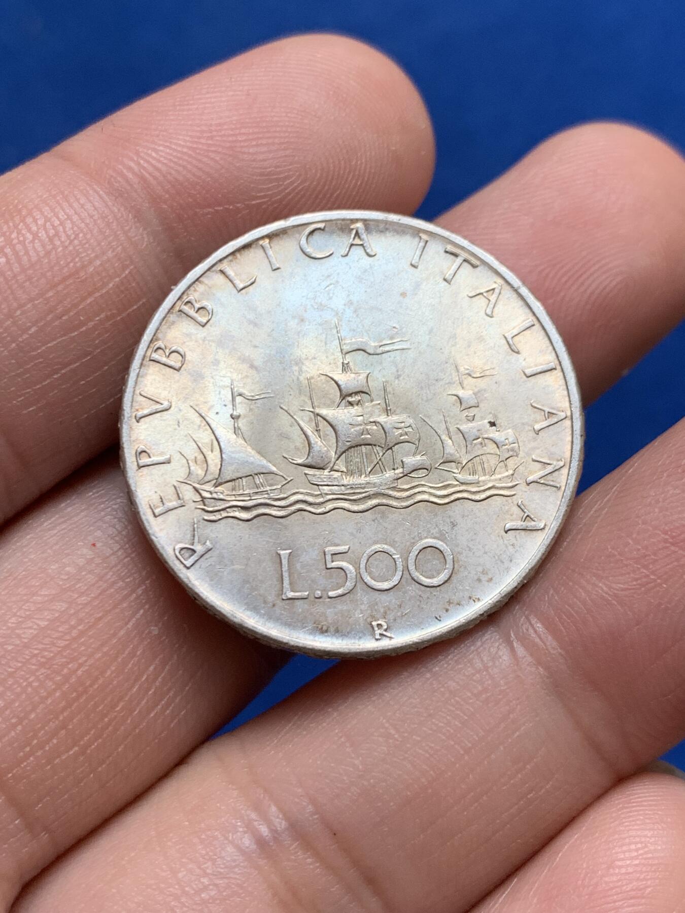 《竞宝斋》第270场- 周日，周一，周二  3场连拍 （全场包邮） 意大利1967美女帆船500里拉银币 未使用品