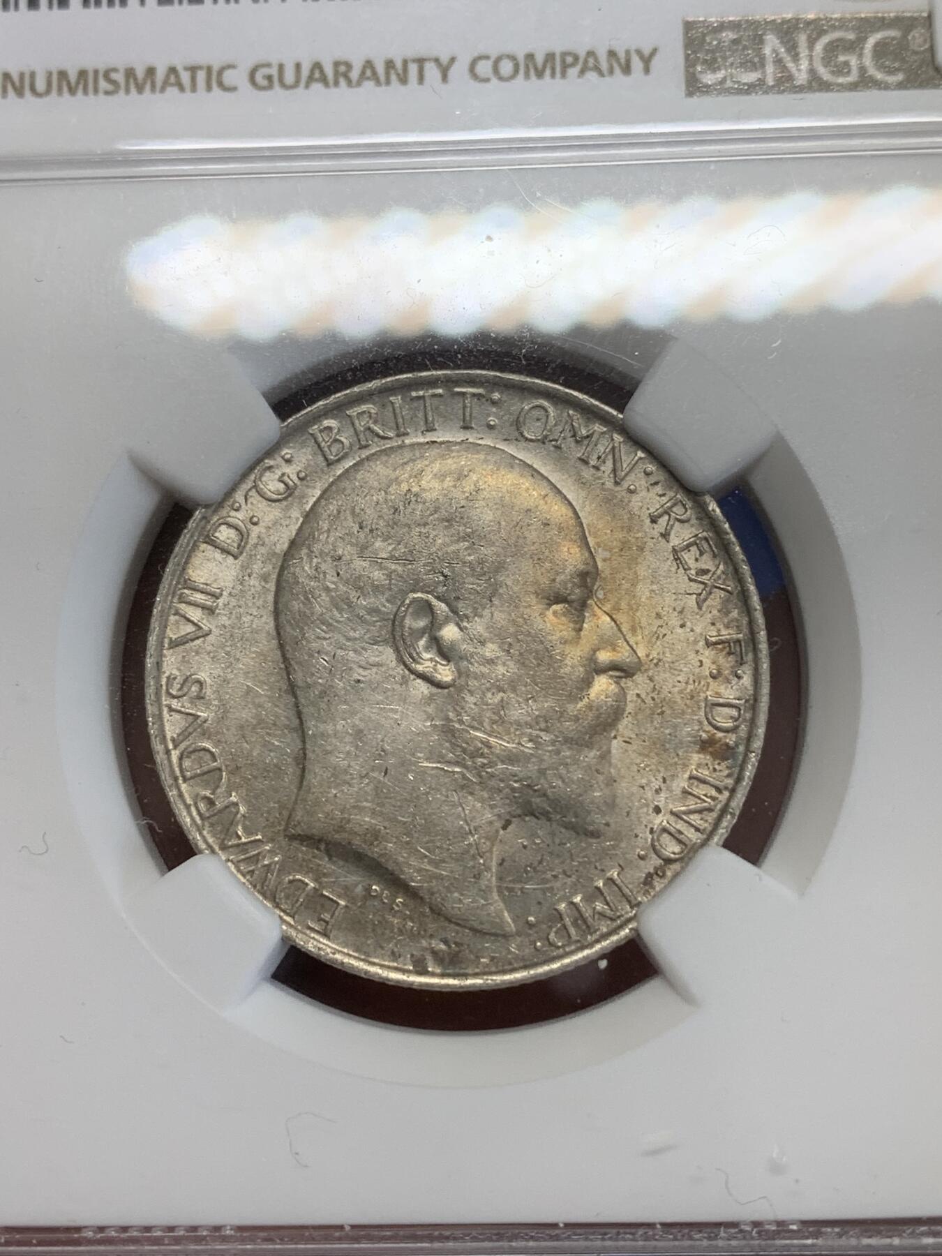 《竞宝斋》第270场- 周日，周一，周二  3场连拍 （全场包邮） NGC AUD 英国1906年海神弗洛林银币 少见年份