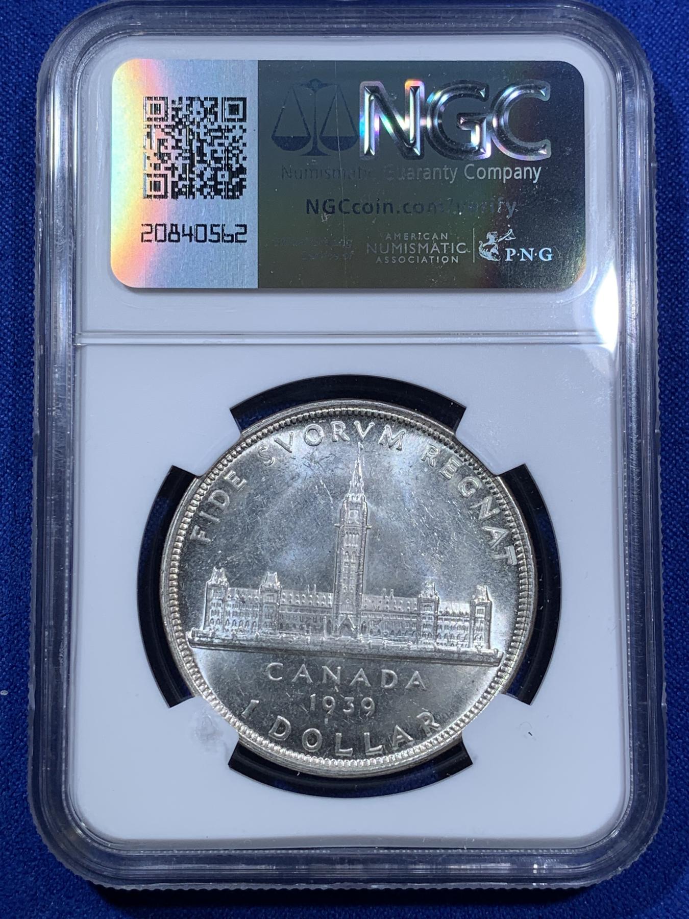 《竞宝斋》第270场- 周日，周一，周二  3场连拍 （全场包邮） NGC MS61 加拿大1939年1元大银币