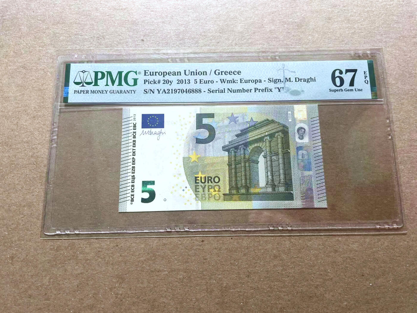 【Blue Auction】✨世界纸币精拍第479期【精】 【888豹子号】欧盟 2013年5欧元  PMG67EPQ 高分