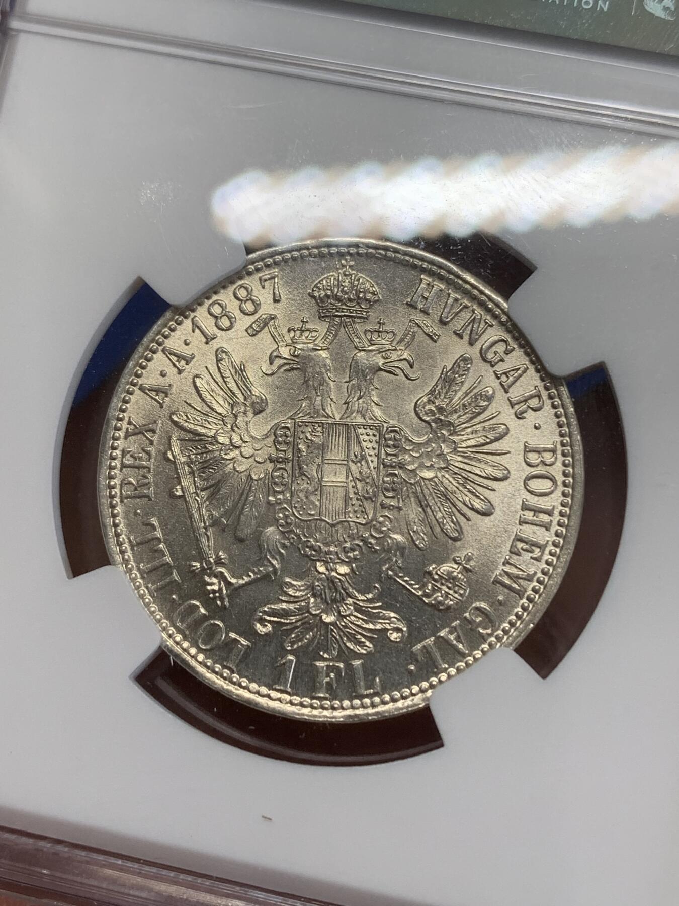 《竞宝斋》第270场- 周日，周一，周二  3场连拍 （全场包邮） NGC UNCD 奥地利1887年佛罗林银币