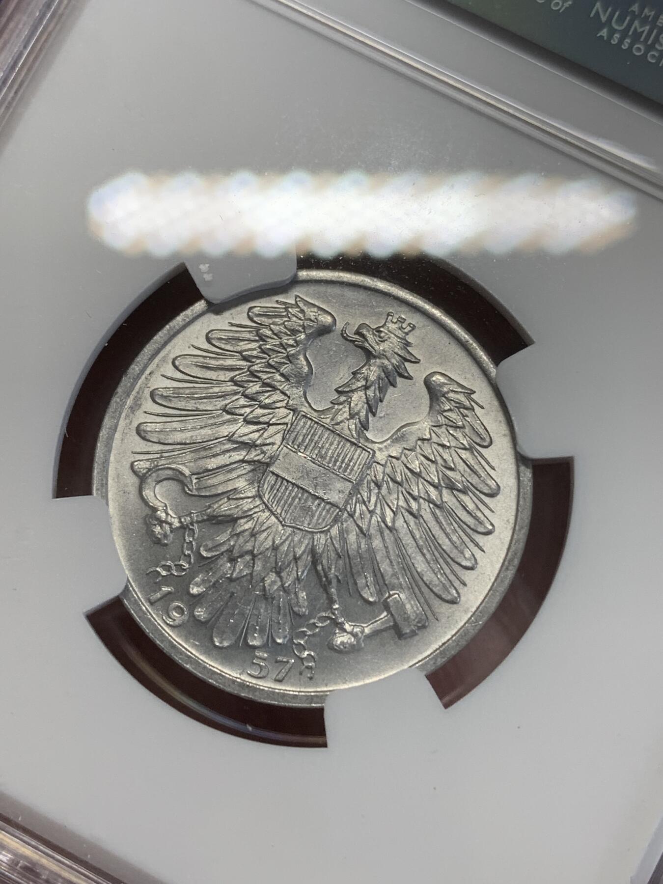 《竞宝斋》第270场- 周日，周一，周二  3场连拍 （全场包邮） NGC MS62 奥地利 1957年 裸男 播种 1先令铝币