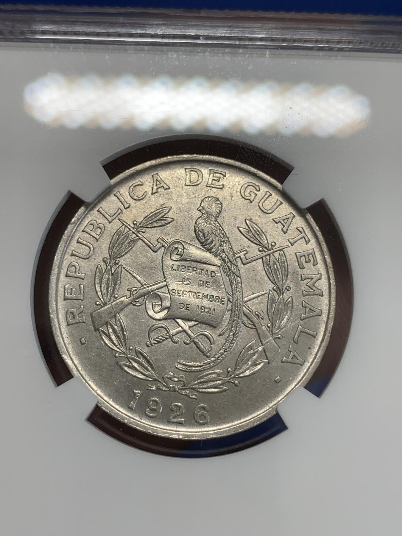 《竞宝斋》第270场- 周日，周一，周二  3场连拍 （全场包邮） NGC AUD 危地马拉1926年1/4Q银币