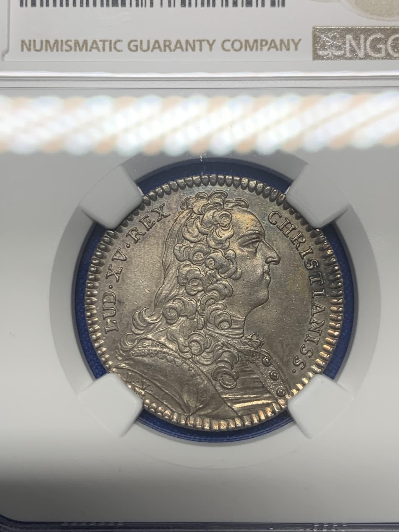 《竞宝斋》第271场-八角与章专场 周日，周一，周二  3场连拍 （全场包邮） NGC-UNCD 法国1739年路易十五皇家宝藏银质代币