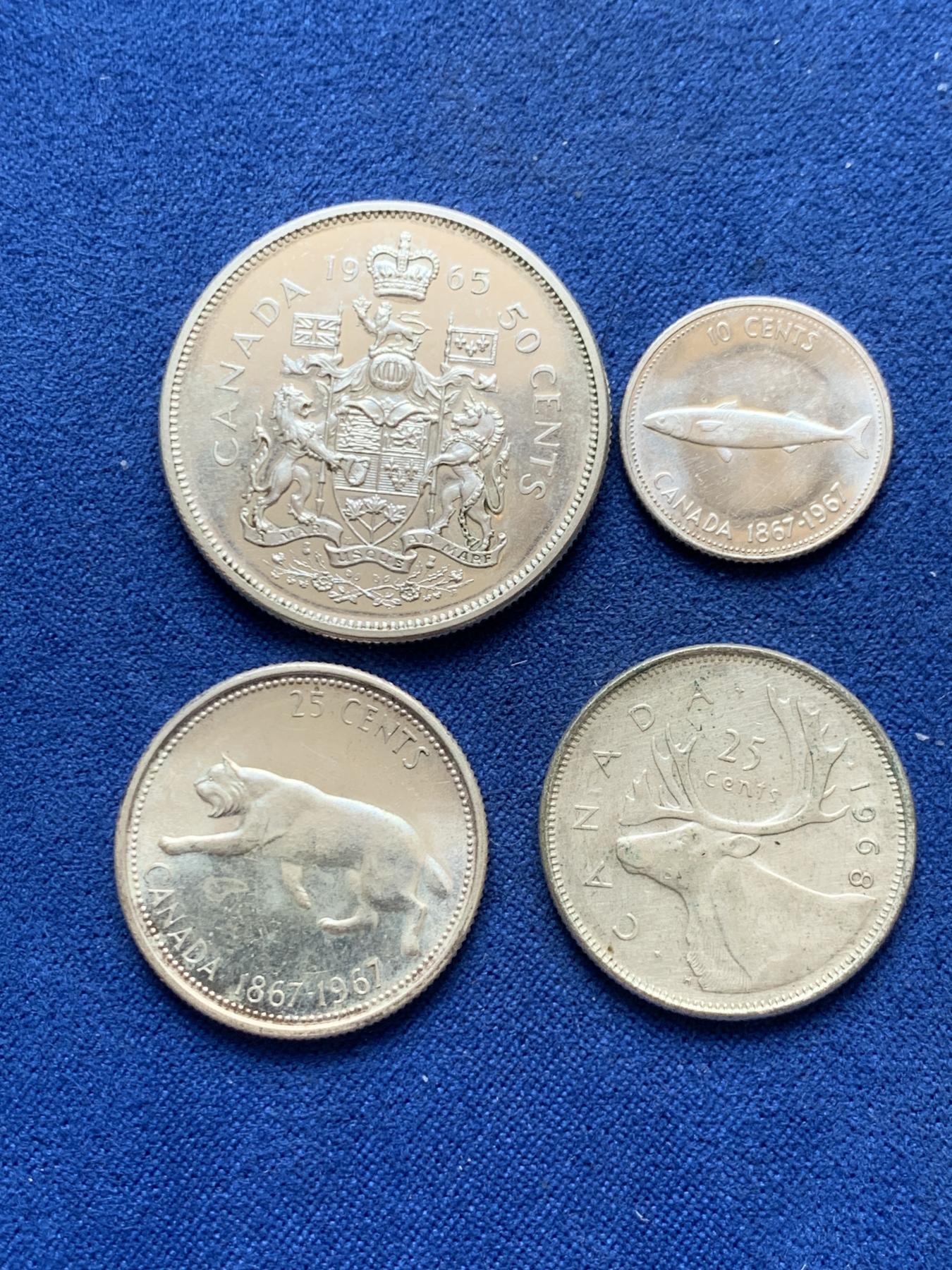 《竞宝斋》第270场- 周日，周一，周二  3场连拍 （全场包邮） 4枚一组 加拿大伊丽莎白二世50、25、25、10分银币