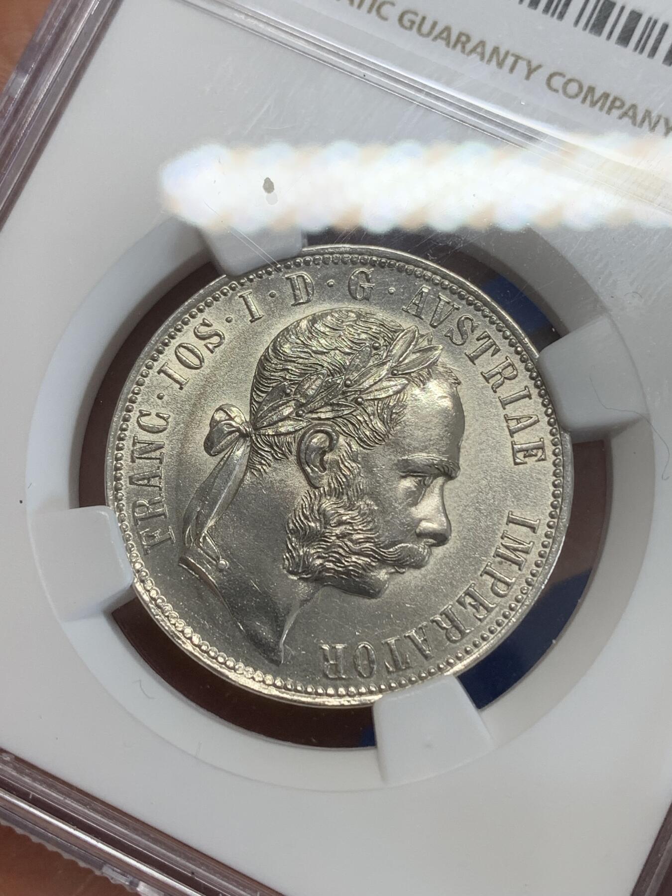 《竞宝斋》第270场- 周日，周一，周二  3场连拍 （全场包邮） NGC UNCD 奥地利1887年佛罗林银币