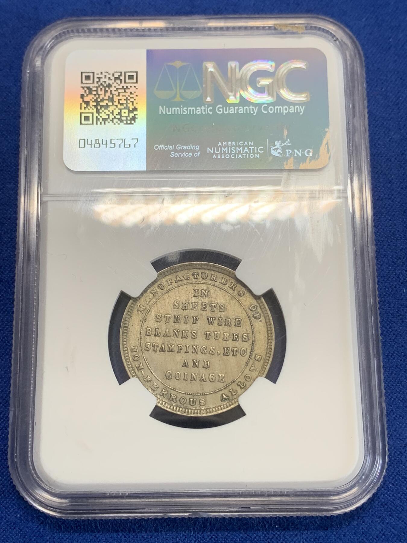 《竞宝斋》第270场- 周日，周一，周二  3场连拍 （全场包邮） NGC MS63 清末明初英国伯明翰广告章 主要用于给当时亚洲各国机制币招标作为广告用