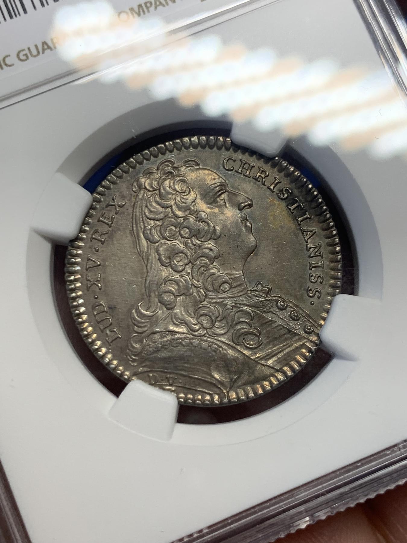 《竞宝斋》第271场-八角与章专场 周日，周一，周二  3场连拍 （全场包邮） NGC-UNCD 法国1739年路易十五皇家宝藏银质代币