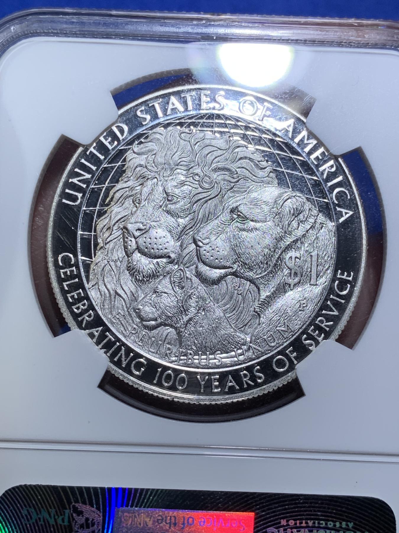 《竞宝斋》第270场- 周日，周一，周二  3场连拍 （全场包邮） NGC PF69UC 美国2017年狮子俱乐部百周年纪念1美元精制银币 发行量85766枚 PROOF精制币 少见品种