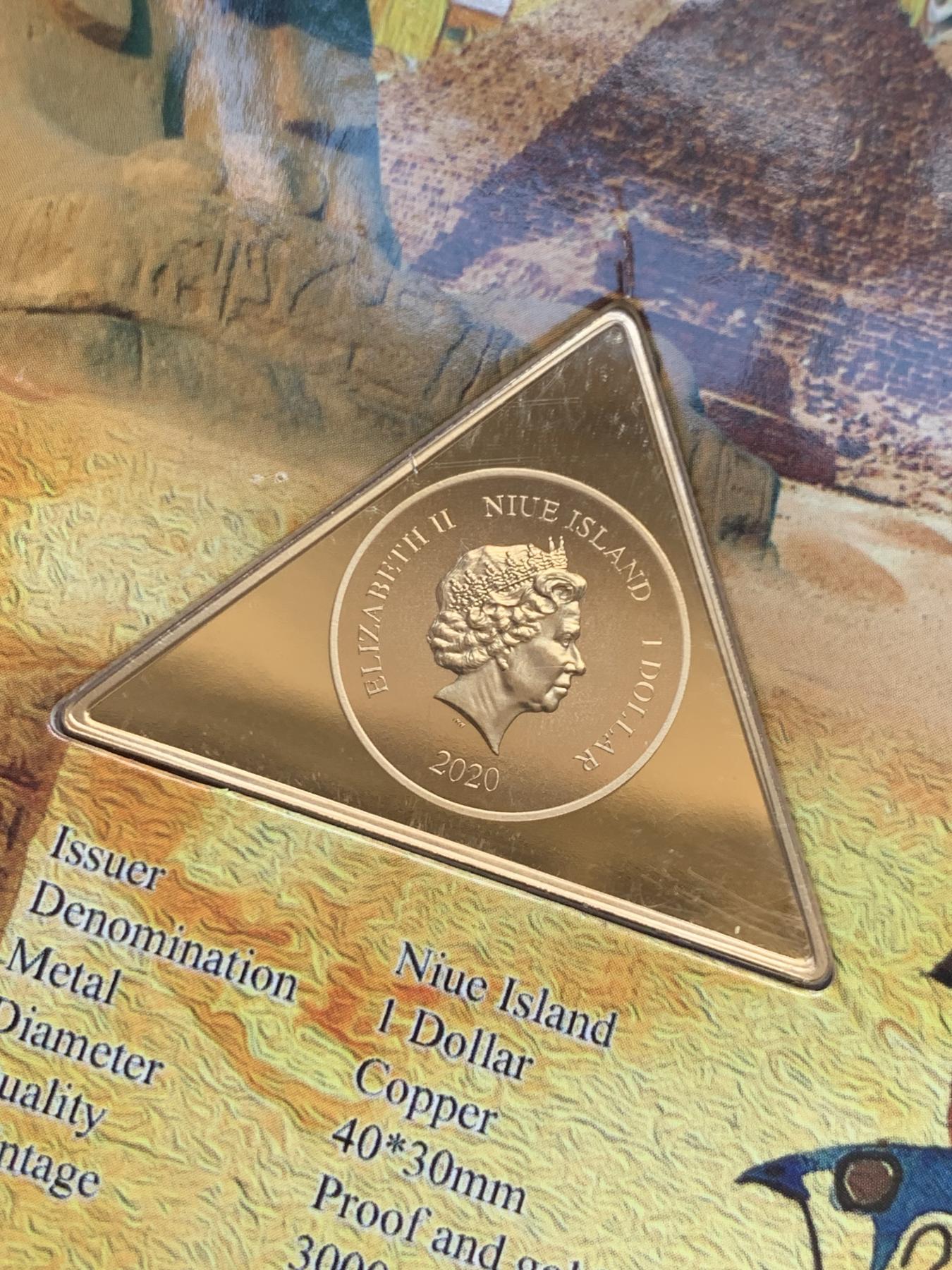 《竞宝斋》第270场- 周日，周一，周二  3场连拍 （全场包邮） 2020年纽埃古埃及文化纪念币 铜镀金材质 发行量3K枚 古埃及系列首枚