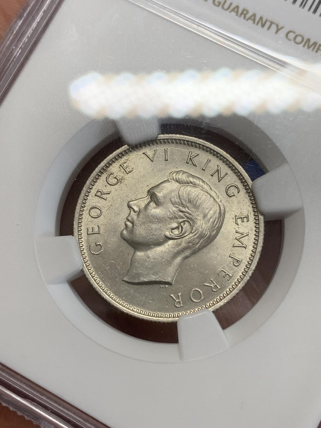 《竞宝斋》第270场- 周日，周一，周二  3场连拍 （全场包邮） NGC UNCD英属新西兰1944年1先令银币